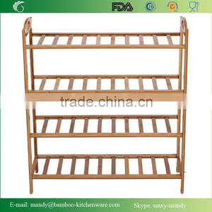 4-Tier Bamboo Wooden Shoe Rack,Bamboo Folding Shoe Rack, Entryway Shoe Shelf Storage Organizer thumbnail-4