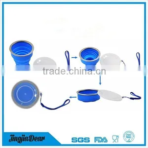 Portable Silicone Retractable Folding Coffee Cup With Lid thumbnail-1