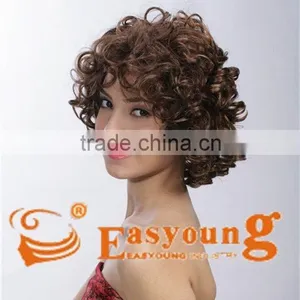 Hand Tied Brown Synthetic Short Lace Front Wig, Front Lace Wig thumbnail-2