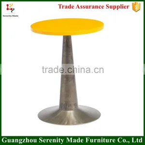 2016 New Items Round Wooden Top Coffee Table Design With Iron Table Base thumbnail-2