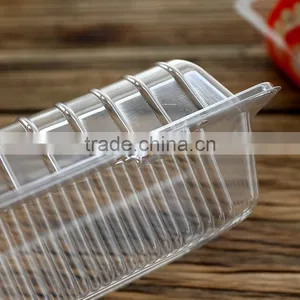 Vacuum Forming Disposable Plastic Clamshell Hinged Food Container, Clear Cake Packaging Box thumbnail-3