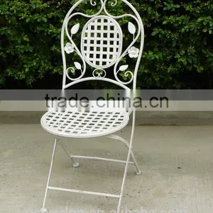 Antique Folding Metal Chair Outdoor Garden Furniture thumbnail-1