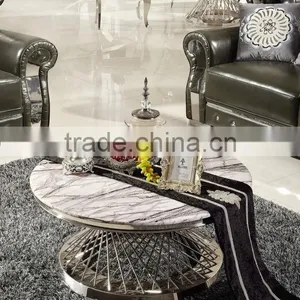 C381 Living Room Stainless Steel Marble Coffee Table thumbnail-2