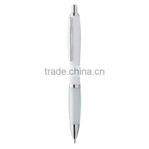 Popular White Promotional Pen With Coloured Rubber Grip Ans Shiny Chrome Parts thumbnail-2