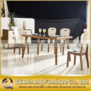 Cheap Price Black Tempered Glass Wooden Dining Table thumbnail-1