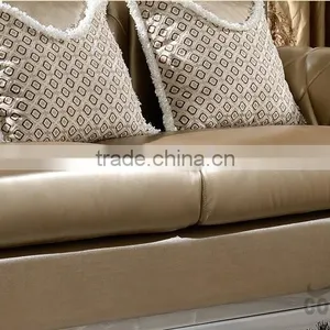 SF017 2+3 Champagne Leather Sofa Furniture Set With Crystal Button 2015 New Arrival thumbnail-4