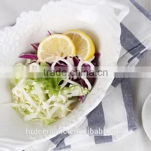 Wholesale 600ml Cheap Customized White Ceramic Baking Sala Bowl thumbnail-4