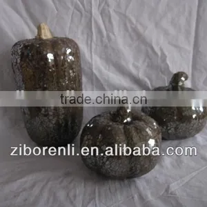 Dark Brown Color Crackle Glass Craft Pumpkins thumbnail-1