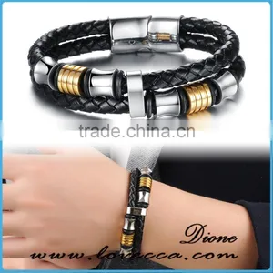 316L Stainless Steel Leather Bracelets for Men Braided thumbnail-1