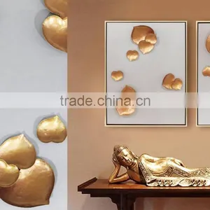Framed Handmade Ardently Golden Heart Living Room Art thumbnail-2