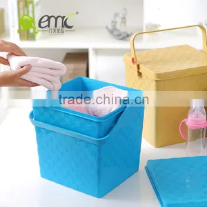 Wicker Style Square Water Pail Plastick Bucket With Lid and Handle thumbnail-2