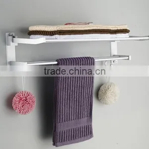The New Space Aluminum Towel Rack With Double Folding Movable Hook Rack Bathroom Pendant thumbnail-1