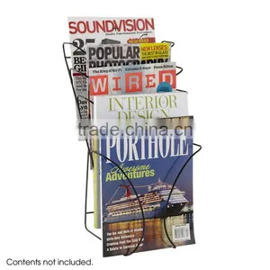 Hot Sale Floor Standing Black Color Metal Magazine Rack thumbnail-2