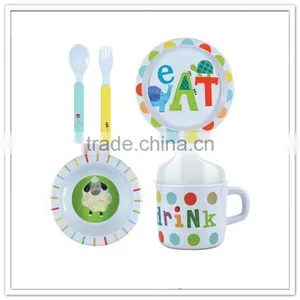 Wholesale BPA Free Durable Superior White External Printed Melamine Spoon and Fork for Children thumbnail-5