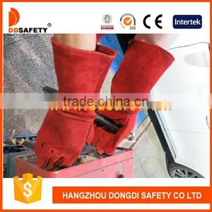 DDSAFETY Hot Selling Red Cow Split Welder Gloves With One Piece Back thumbnail-1