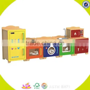 Wholesale Preschool Kitchen Furniture Toy, Wooden Pretend Kitchen Toy, Best Design Children Wooden Pretend Kitchen Toy W10C273 thumbnail-1