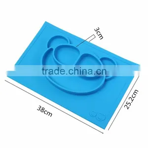 2017 Hot Selling Amazon and Ebay Suction Table Food Tray Placemat Plate Silicone Baby Kids Tray thumbnail-4