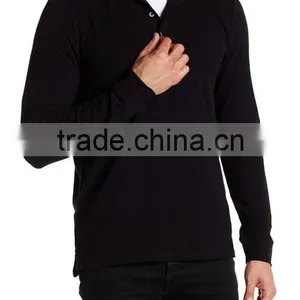 Mens Long Sleeve Polo Tee Shirts With Pocket Cheap Wholesale Plain Black T-shirts Tshirts thumbnail-6