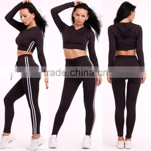 Women Cheap Tracksuit Suit Sets Custom Tracksuit Summer Top Sexy 2 Piece Set Latest Design Short Top Hooded Full Length Sets thumbnail-1