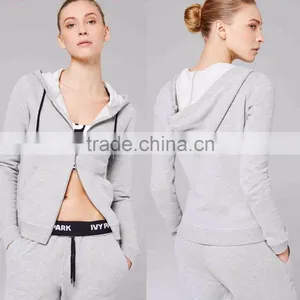 100% Cotton Plain Hoodie Plain Grey White Zip-Through Hoodie Wholesale Custom Made in China thumbnail-1