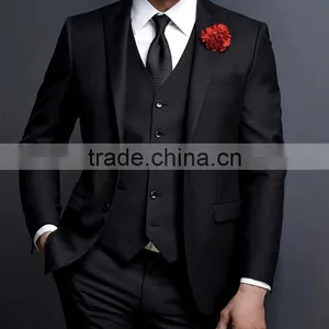 2016 New Arrival Designer Suits for Men 3 Piece Suit Black Wedding Pant Coats thumbnail-3