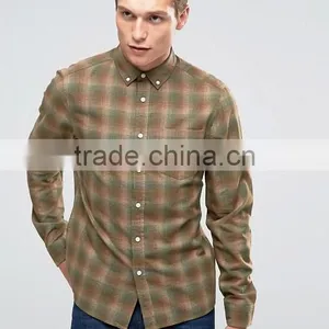 Plus Size Long Sleeve Button Down Collar Mens Pre-Shrunk 100% Cotton Comfortable Casual Khaki Check Printing Shirts thumbnail-1