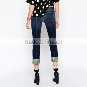 Ladies Denim Jeans Trouser Bottom With Embroidery Pattern thumbnail-3
