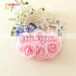 Lovely Children Rose Flower Handbag Pink Kid Designer Handbag Cheap Mini Kid Handbag thumbnail-1