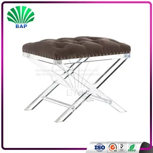 European Stylish One Seat X-Shape Leg Stool Soft Cushion Bench Piano Stool Bench thumbnail-1