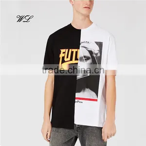 Wholesale Men's Splicing T-shirt Digital Printing T-shirt for Men Custom Clotning thumbnail-1