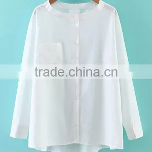 Runwaylover EY2345B Ladies Stand Collar Fashion Pure Color Blouse thumbnail-4