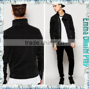Korean Style Mens Fashion Lapel Zipper Decorated Black Denim Jackets thumbnail-3