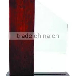 High Quality Mounted On a Wooden Base Glass Trophy Designs for Wooden Base For Trophy JKC-0002 thumbnail-1