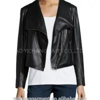 Women Leather Jackets With Lapel thumbnail-1