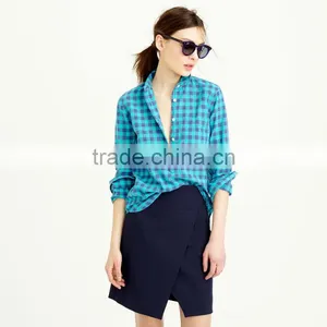 Womens Long Sleeve Fashion Plaid Shirts Tops,Custom Casual Loose Plaid Shirts For Women thumbnail-2