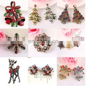 A038 Christmas Gifts Pins And Brooches For Women Small Bell Heart Rhinestone Brooch Female Bijoux thumbnail-2