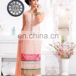 Light Orange Color Pure Georgette Fabric Suit thumbnail-1