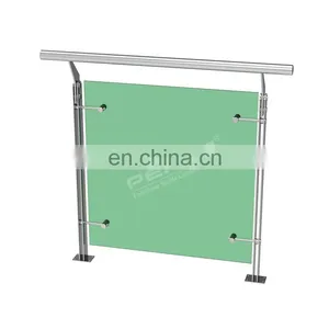 Low MOQ Modern Deck Railing Designs Tempered Glass Balustrade Railing thumbnail-5