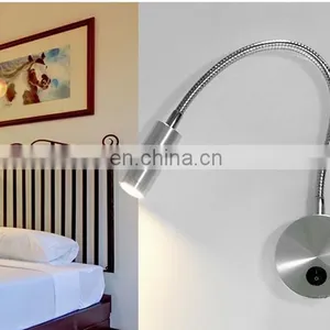 Hotel Home Bed Reading Light 3W Wall Mounted With On/Off Switch Warm Flexible Snake LED Reading Lamp thumbnail-3