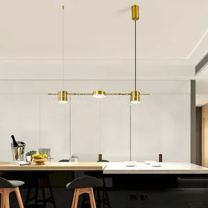 Gold or Black Simple LED Chandelier Modern Kitchen Island Long Hanging Light Dining Bar Office Coffee Restaurant Pendant Lamp thumbnail-2