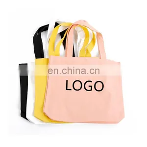 Large Plain Cotton Tote Bags Custom Logo Printing Canvas Beach Tote Bag for Traveling thumbnail-3
