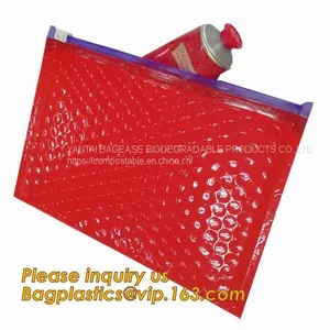 Rainbow Holographic Cosmetic Laser Slider Ziplockk Esd Bubble Bag Bubble Packaging Wrap Cosmetic Pouch Slider Bubble Bag thumbnail-1