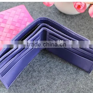 Latest Fashion Soft Woven Sheep Leather Women Bifold Wallet Thin Leather Wallet thumbnail-2