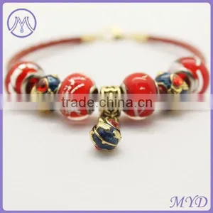 Shamballa Leather Wrap Bracelet Wholesale With Bali Bead thumbnail-3