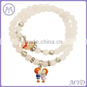 Women Leather Bracelet With Metal Enamel Beads thumbnail-4