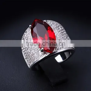 Dongguan Factory Direct Cocktail Jewelry Color Stone Zircon Red Blue Green Ring thumbnail-4