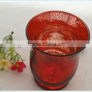 Red Electroplated Glass Candle Holder thumbnail-1