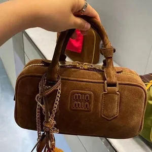 Trendy Famous Brand Leather Luxury Handbags Designer High Quality Customized Leather Tote Boston Bag Women Replicas Frosted thumbnail-1