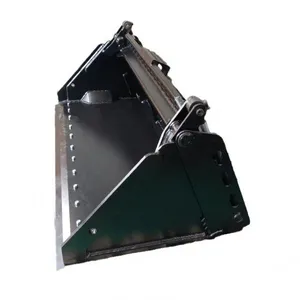 Skid Steer 4 in 1 Bucket SSQA Bolt On Reversible Cutting Edge Horizontal Cylinders Boxed Cross Brace Gloss Black thumbnail-1