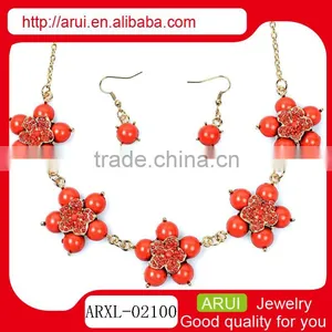 Fllower Necklace Female Colour Crystal Latest Design Beaded Necklace thumbnail-1